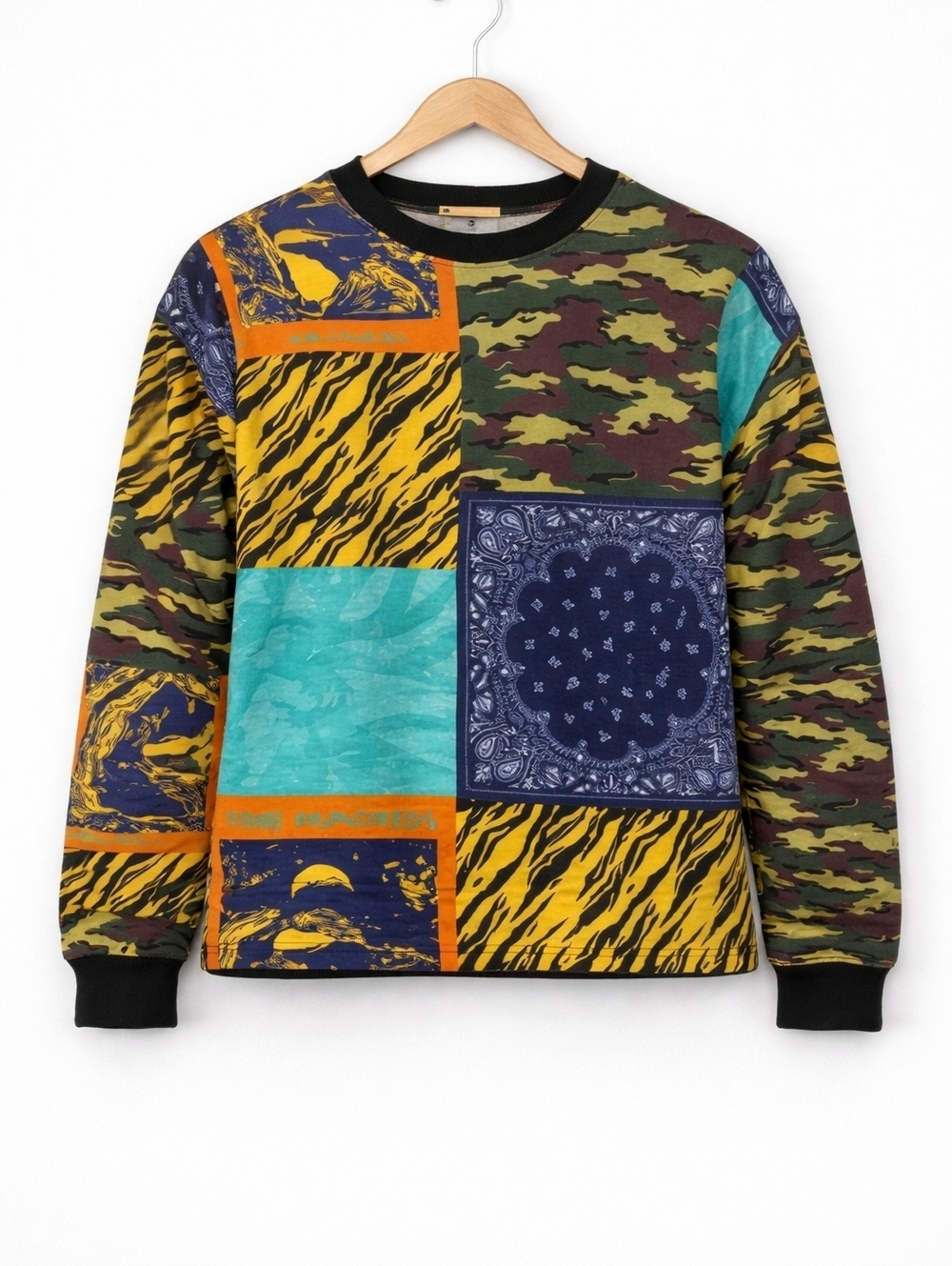 The Hundreds NWT~Collage LongSleeve Graphic Shirt~Patchwork~Bandana Tiger Camo~M